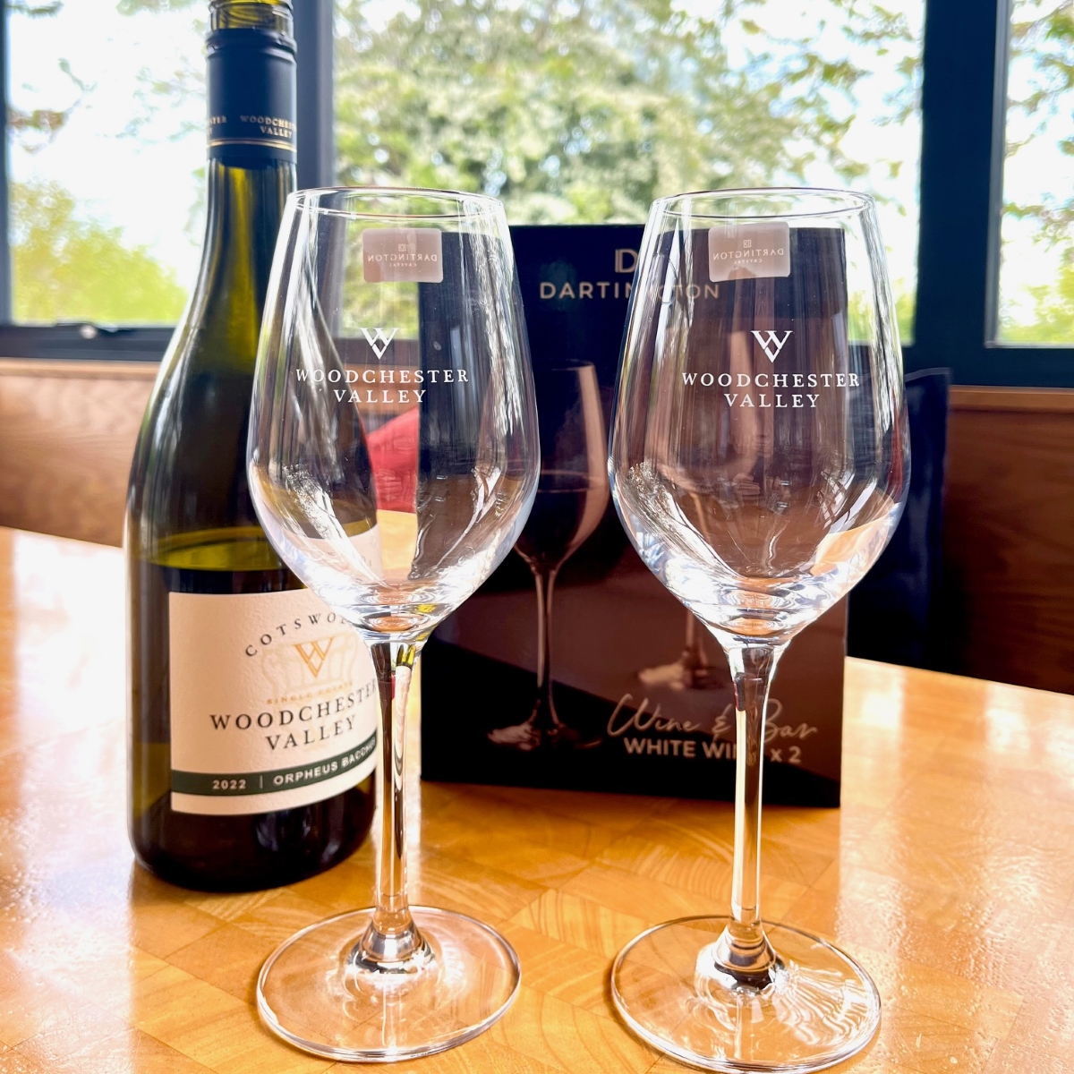 Woodchsetser Valley Vineyard Branded Still Wine Glasses by Dartington (Pair)